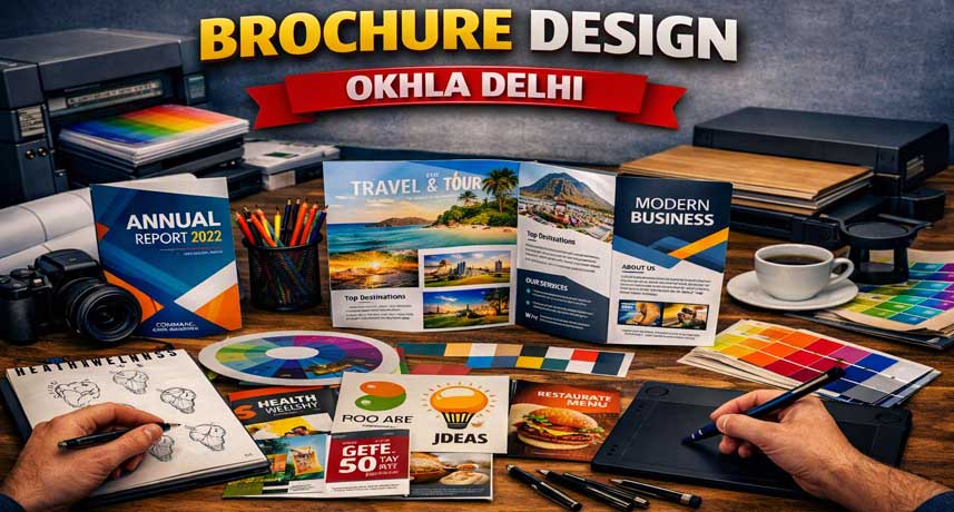 Brochure design and printing services office in Okhla Delhi by Lakshya Advertise – creative business, travel, and promotional brochure design